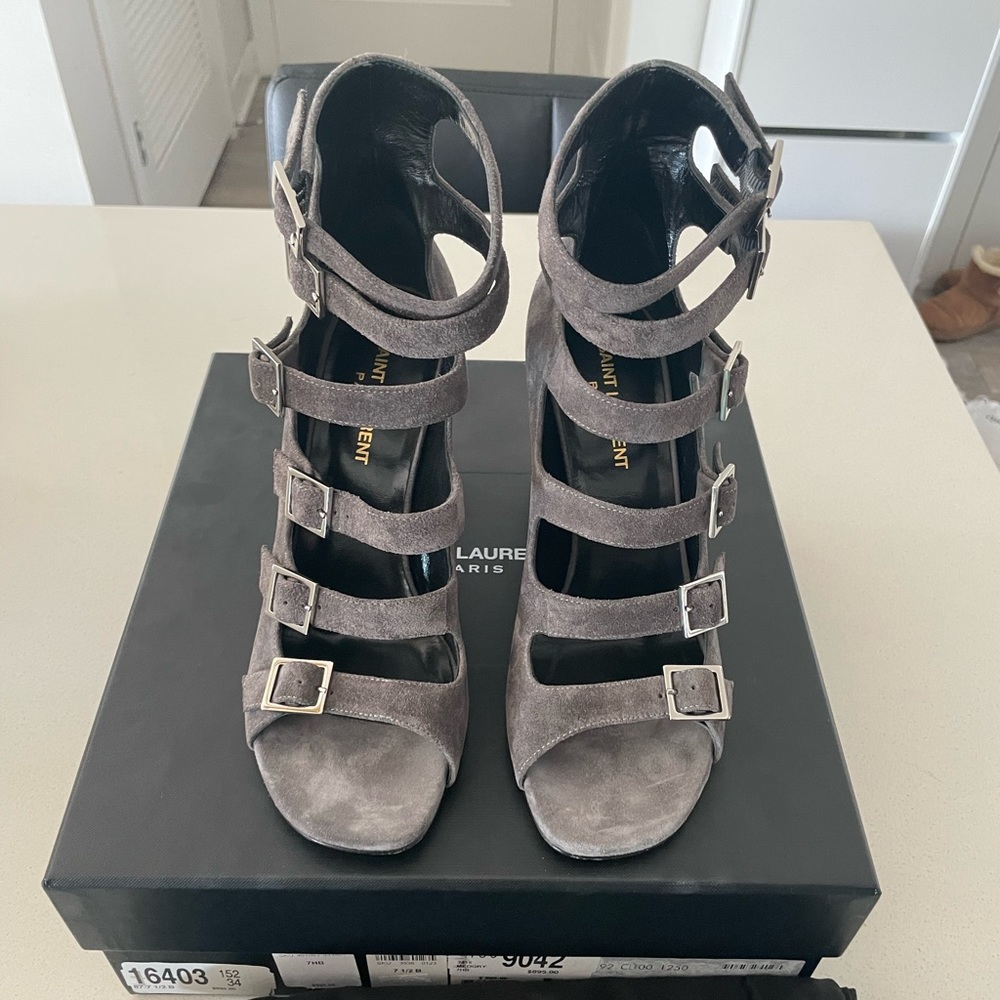 Saint Laurent Suede Gladiator Sandals - Picture 2 of 10